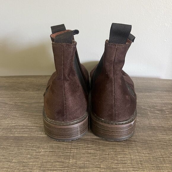 H&M Men’s Dark Brown Faux Suede Ankle Chelsea Pull On Boots Size 8.5 - Picture 5 of 10